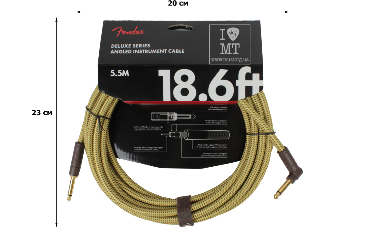 Kabel instrumentalny FENDER CABLE DELUXE SERIES 18.6' ANGLED TWEED