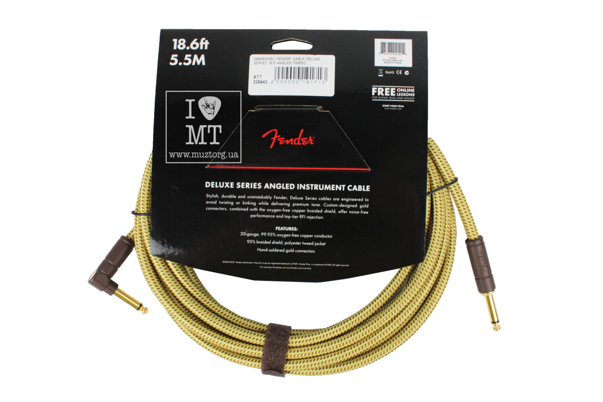 Kabel instrumentalny FENDER CABLE DELUXE SERIES 18.6' ANGLED TWEED