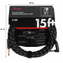 Kabel instrumentalny FENDER CABLE DELUXE SERIES 15' ANGLED BLACK TWEED