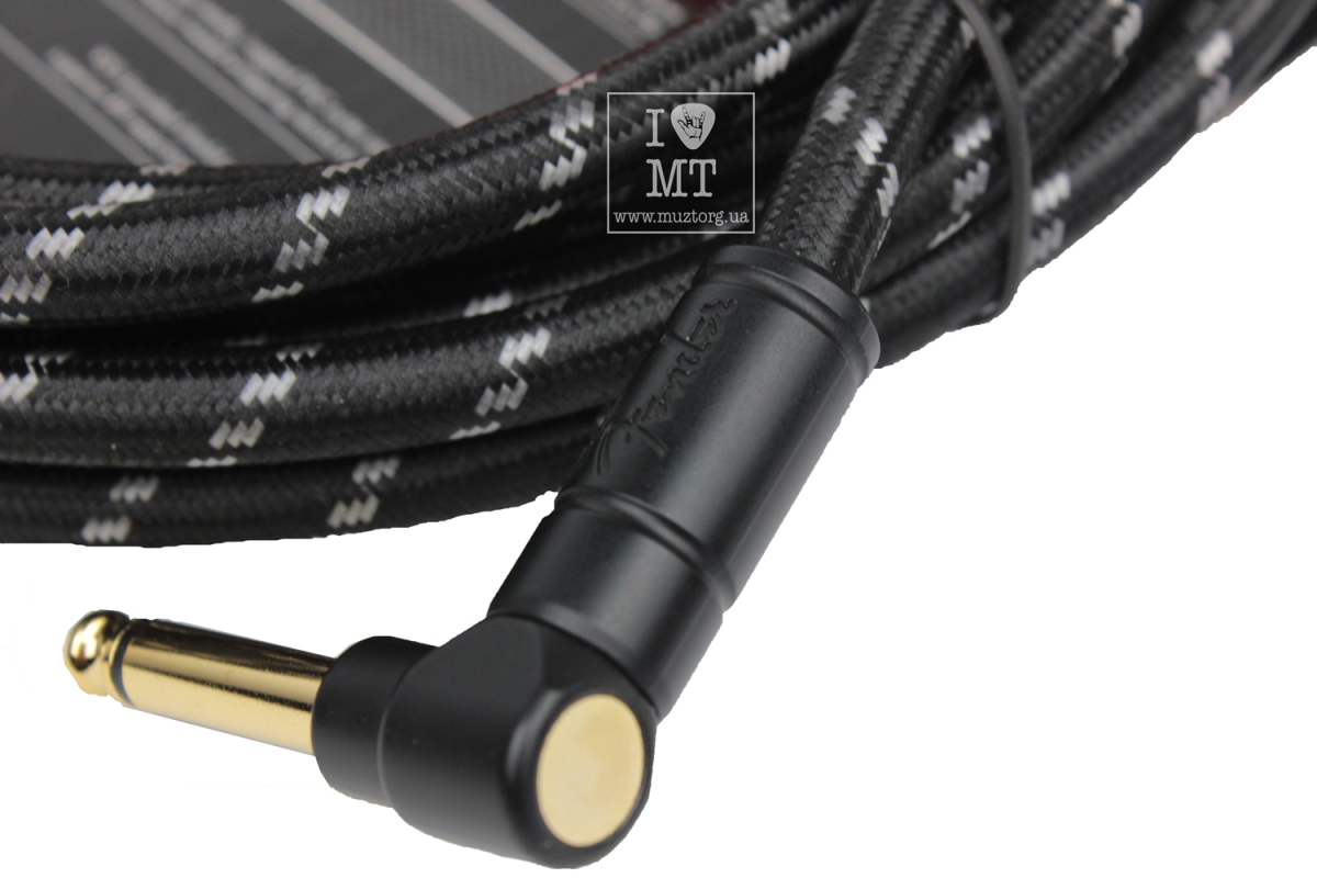 Kabel instrumentalny FENDER CABLE DELUXE SERIES 15' ANGLED BLACK TWEED