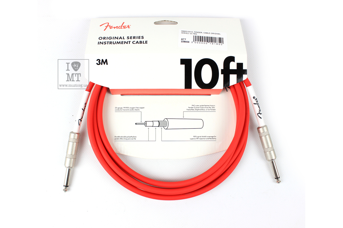 Кабель инструментальный FENDER CABLE ORIGINAL SERIES 10' FIESTA RED