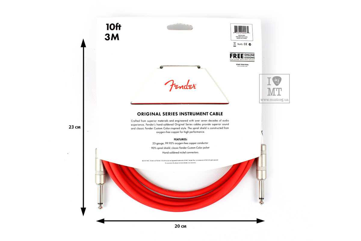 Кабель инструментальный FENDER CABLE ORIGINAL SERIES 10' FIESTA RED