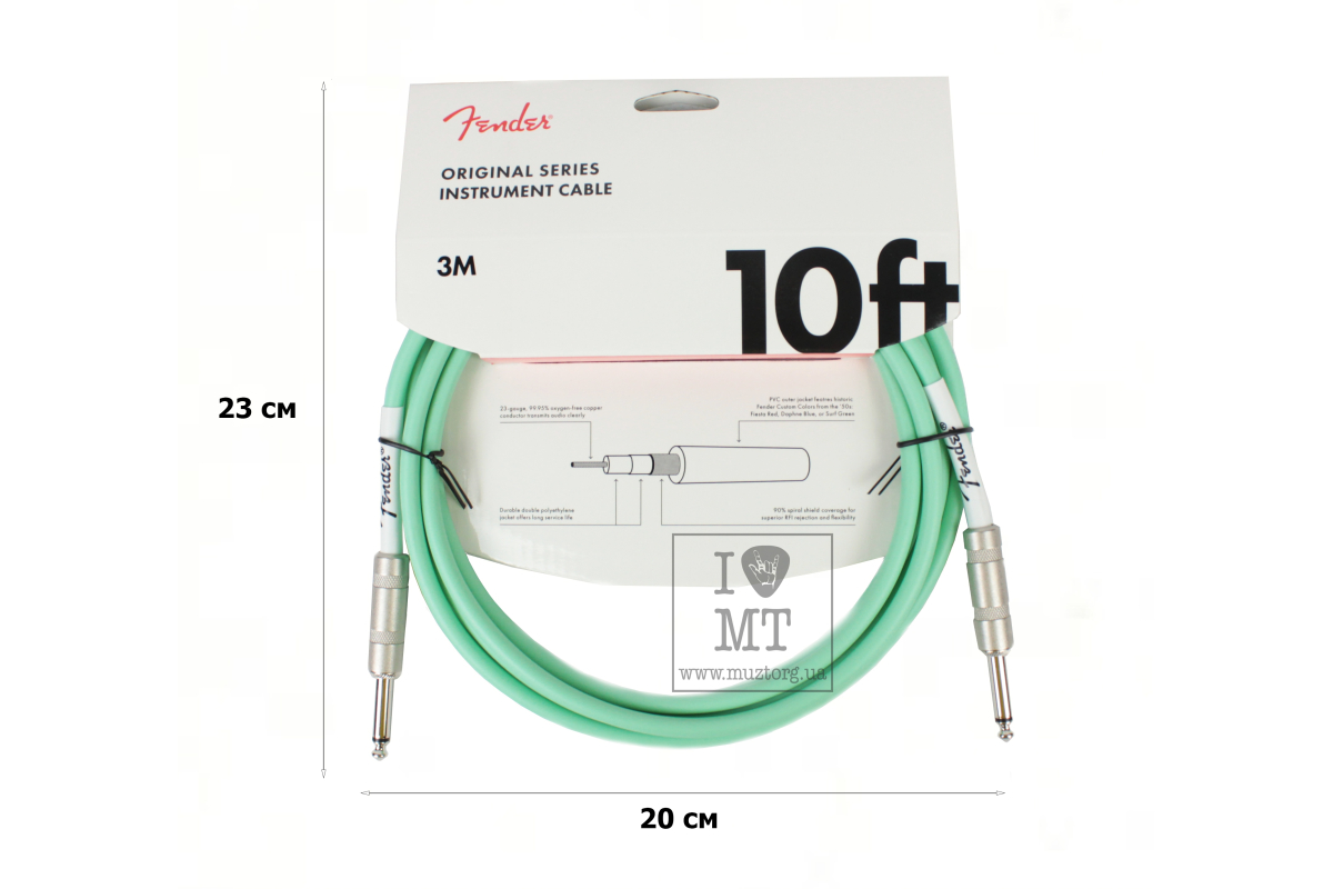 Кабель інструментальний FENDER CABLE ORIGINAL SERIES 10' SURF GREEN