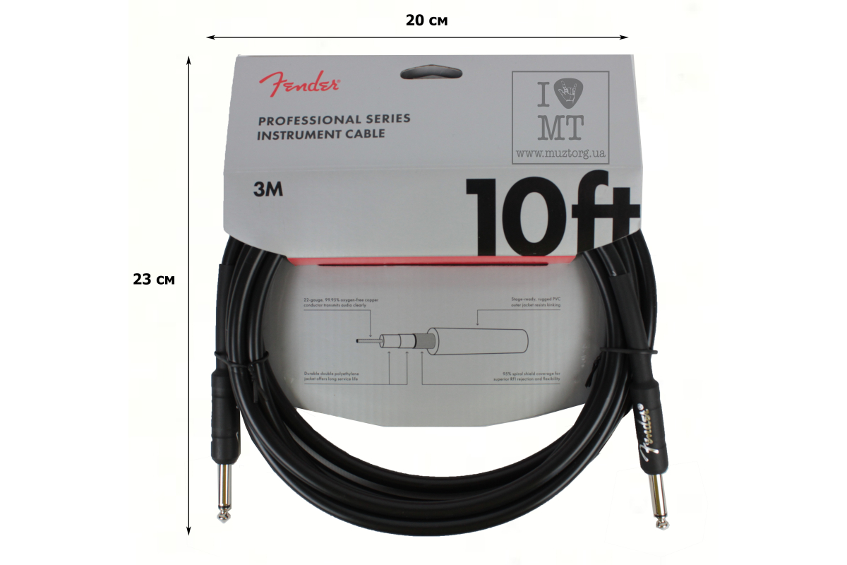 Кабель инструментальный FENDER CABLE PROFESSIONAL SERIES 10' BLACK