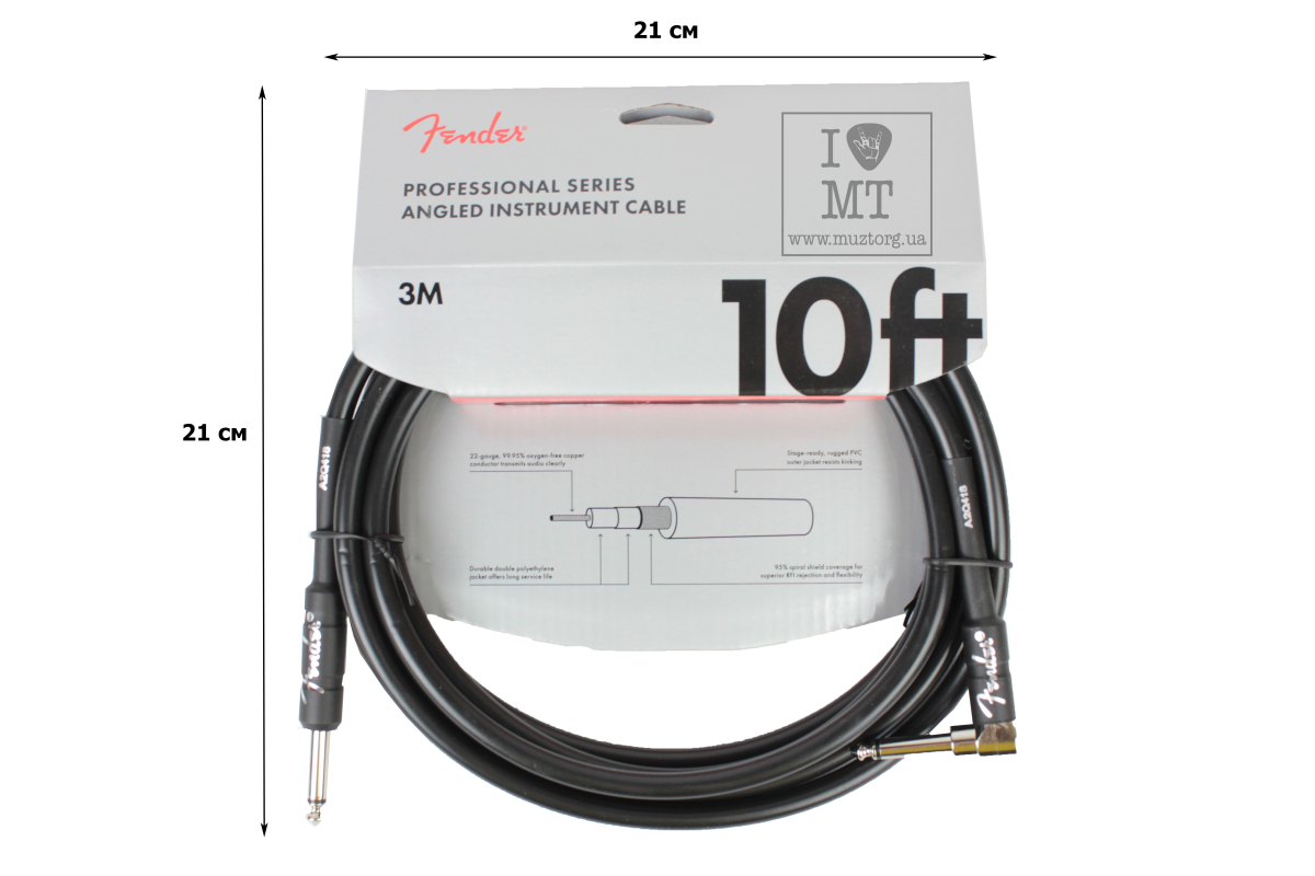 Kabel instrumentalny FENDER CABLE PROFESSIONAL SERIES 10' ANGLED BLACK
