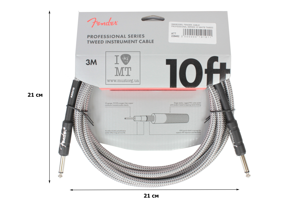 Nástrojový kabel FENDER CABLE PROFESSIONAL SERIES 10' WHITE TWEED