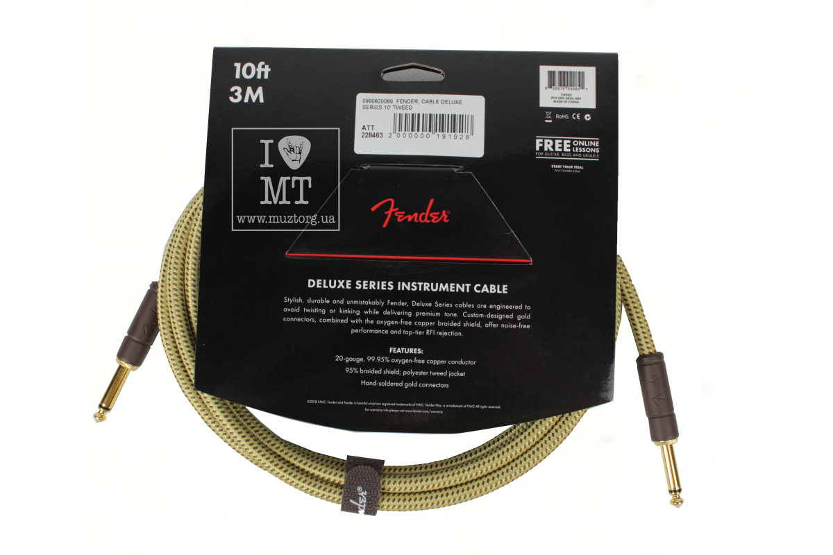 Kabel instrumentowy FENDER CABLE DELUXE SERIES 10' TWEED