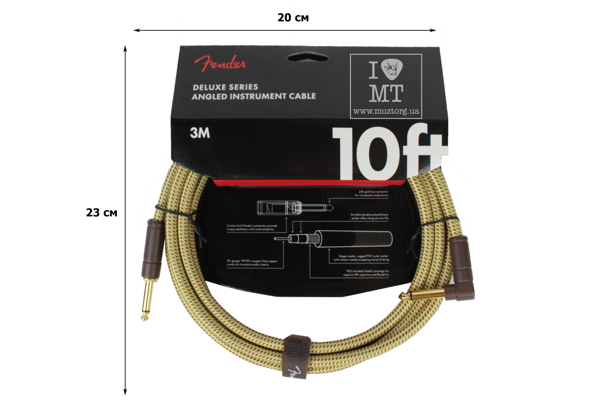 Kabel instrumentowy FENDER CABLE DELUXE SERIES 10' ANGLED TWEED