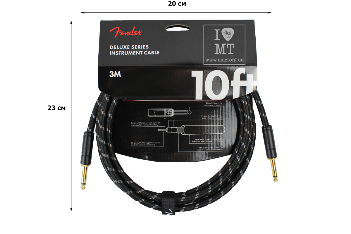 Кабель инструментальный FENDER CABLE DELUXE SERIES 10' BLACK TWEED