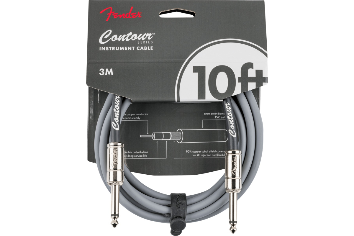 Кабель инструментальный FENDER CABLE CONTOUR SERIES 10' INCA SILVER