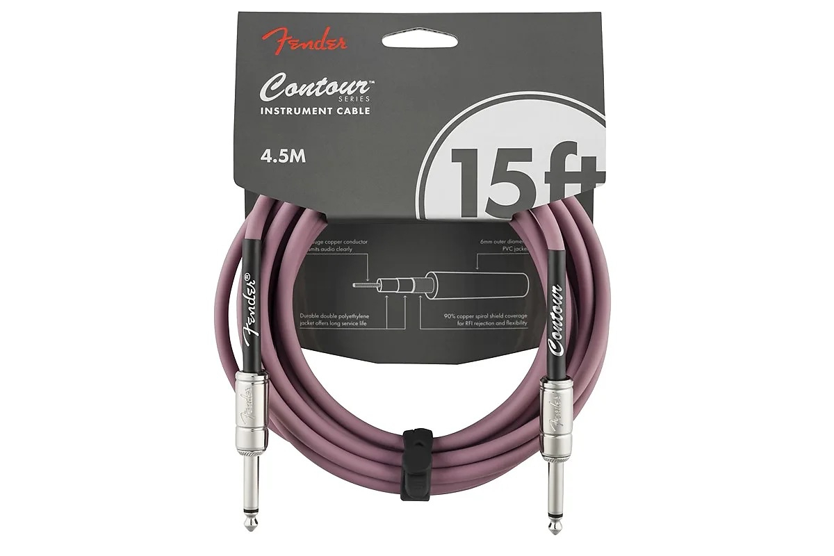 Кабель инструментальный FENDER CABLE CONTOUR SERIES 15' BURGUNDY MIST