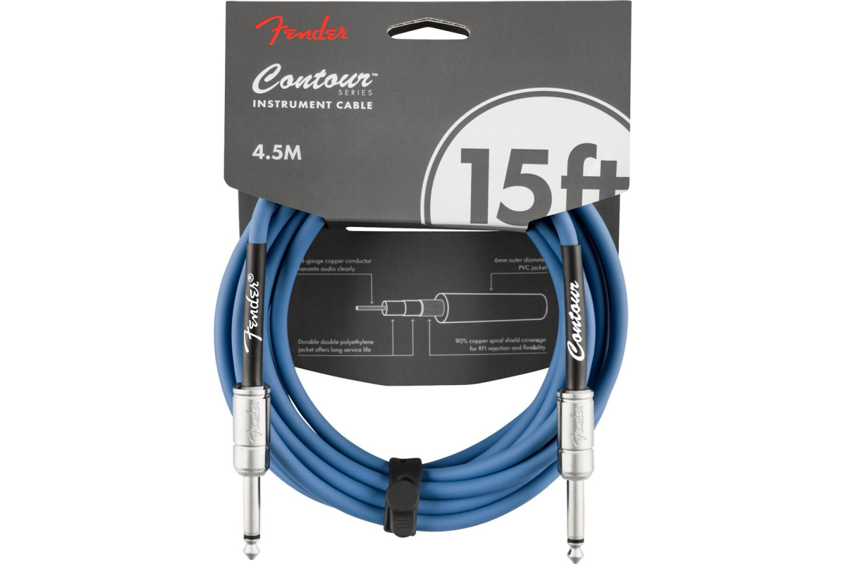 Кабель инструментальный FENDER CABLE CONTOUR SERIES 15' LAKE PLACID BLUE