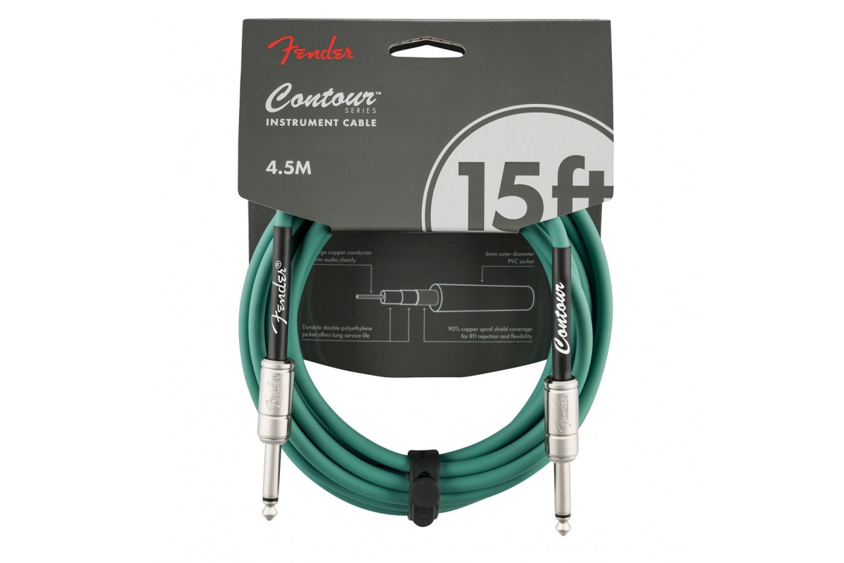 Кабель инструментальный FENDER CABLE CONTOUR SERIES 15' SHERWOOD GREEN
