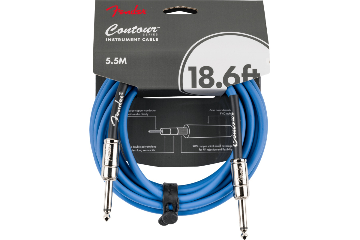 Кабель инструментальный FENDER CABLE CONTOUR SERIES 18.6' LAKE PLACID BLUE