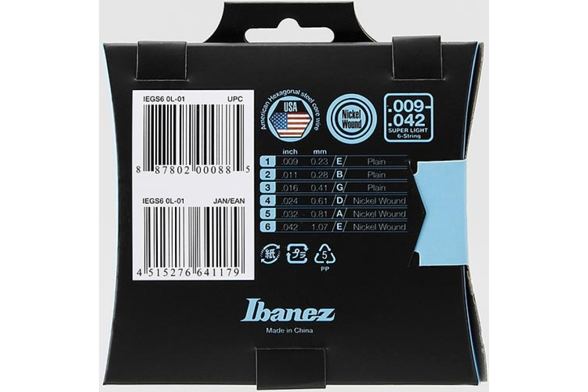 Струны для электрогитар IBANEZ IEGS6 ELECTRIC GUITARS STRING 09-42