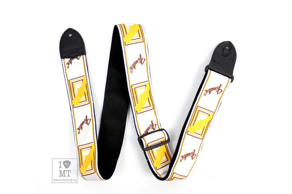 Ремень гитарный FENDER STRAP 2" MONOGRAMMED WHITE BROWN YELLOW