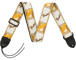 FENDER STRAP 2" MONOGRAMMED WHITE BROWN YELLOW