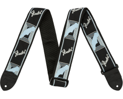 FENDER STRAP 2" MONOGRAMMED BLACK LIGHT GREY MEDIUM BLUE Guitar Strap