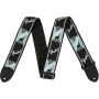 Ремень гитарный FENDER STRAP 2" MONOGRAMMED BLACK LIGHT GREY MEDIUM BLUE