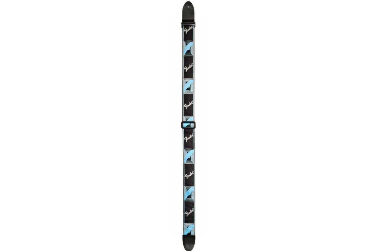 Ремень гитарный FENDER STRAP 2" MONOGRAMMED BLACK LIGHT GREY MEDIUM BLUE