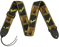 FENDER STRAP 2" MONOGRAMMED BLACK/YELLOW/BROWN Guitar Strap