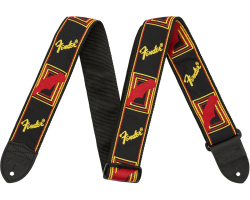 FENDER STRAP 2" MONOGRAMMED BLACK/YELLOW/RED Guitar Strap