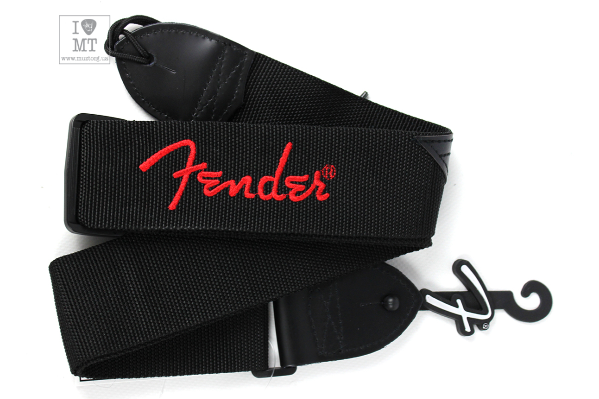Pasek gitarowy FENDER STRAP 2" BLACK RED LOGO