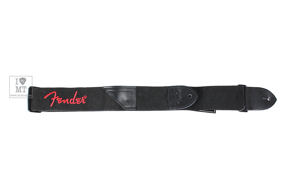 Pasek gitarowy FENDER STRAP 2" BLACK RED LOGO