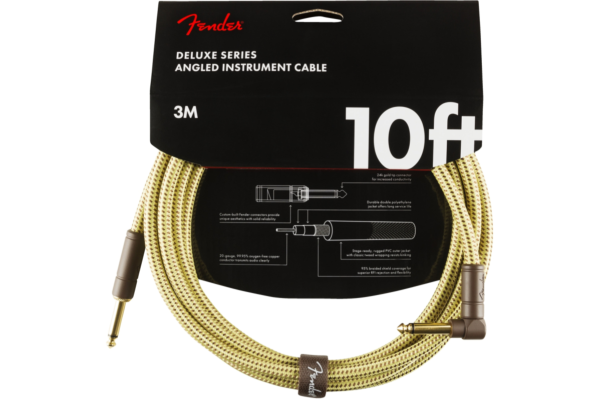 Kabel instrumentowy FENDER CABLE DELUXE SERIES 10' ANGLED TWEED