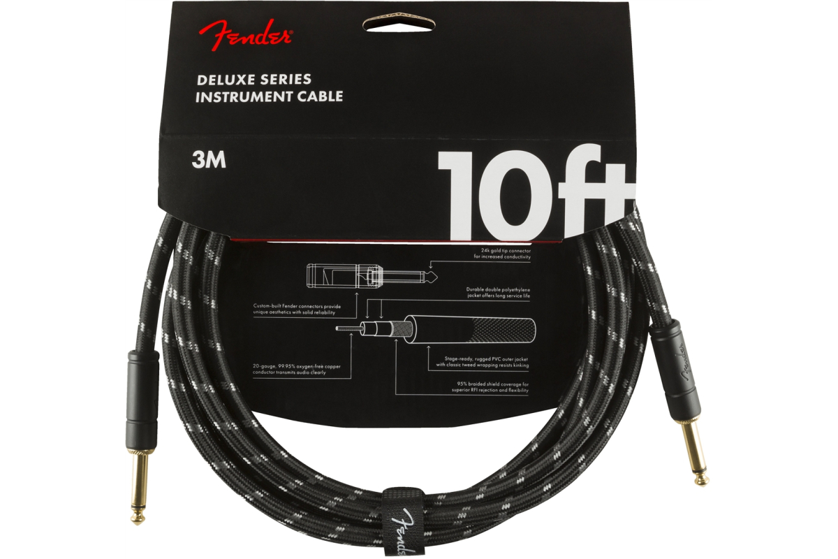 Кабель инструментальный FENDER CABLE DELUXE SERIES 10' BLACK TWEED