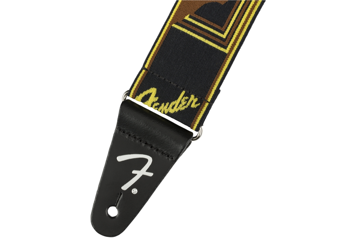 Pasek gitarowy FENDER STRAP 2" WEIGHLESS MONOGRAMMED BLACK/YELLOW/BROWN
