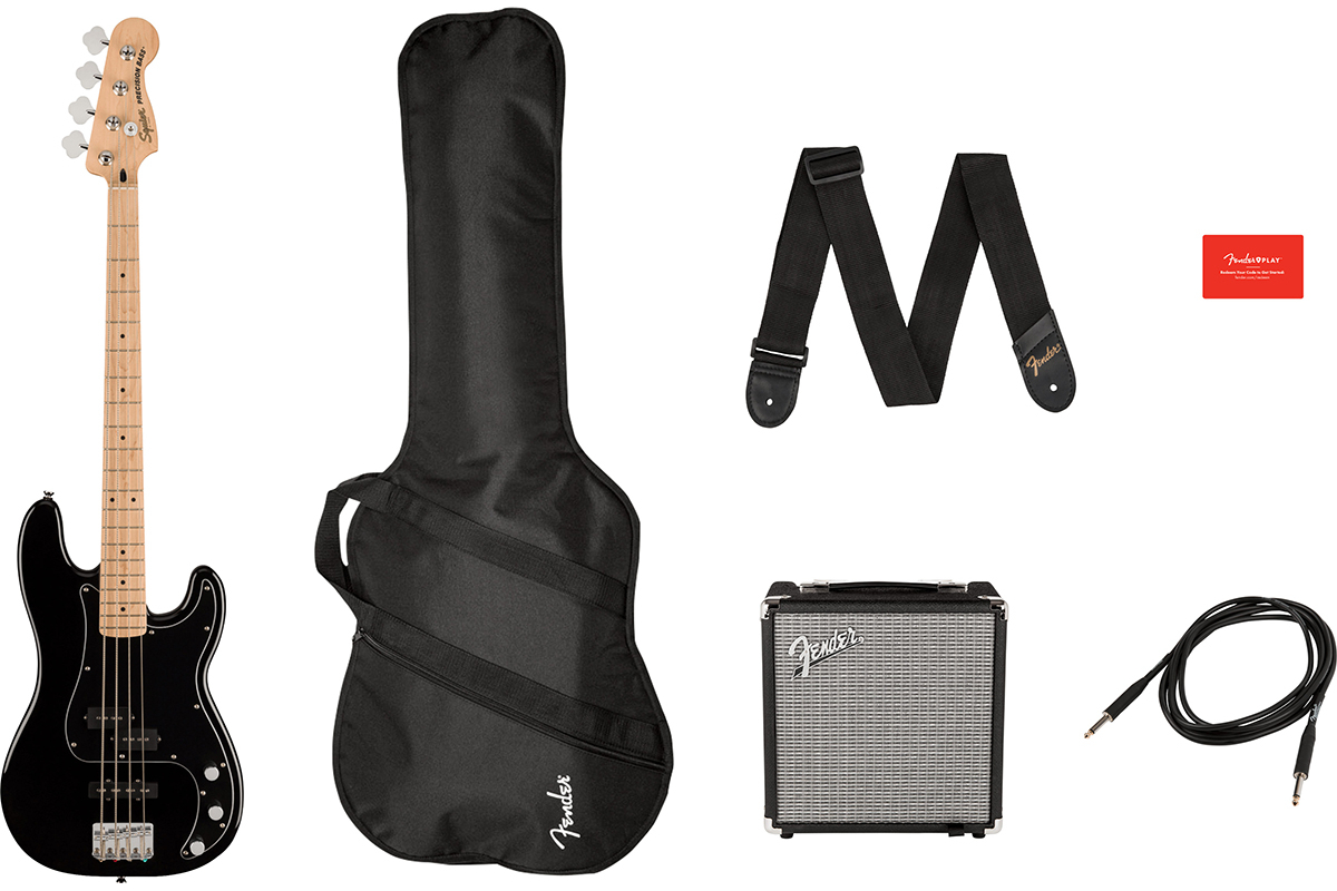 Гитарный набор с бас-гитарой SQUIER AFFINITY SERIES PJ BASS START PACK BLACK