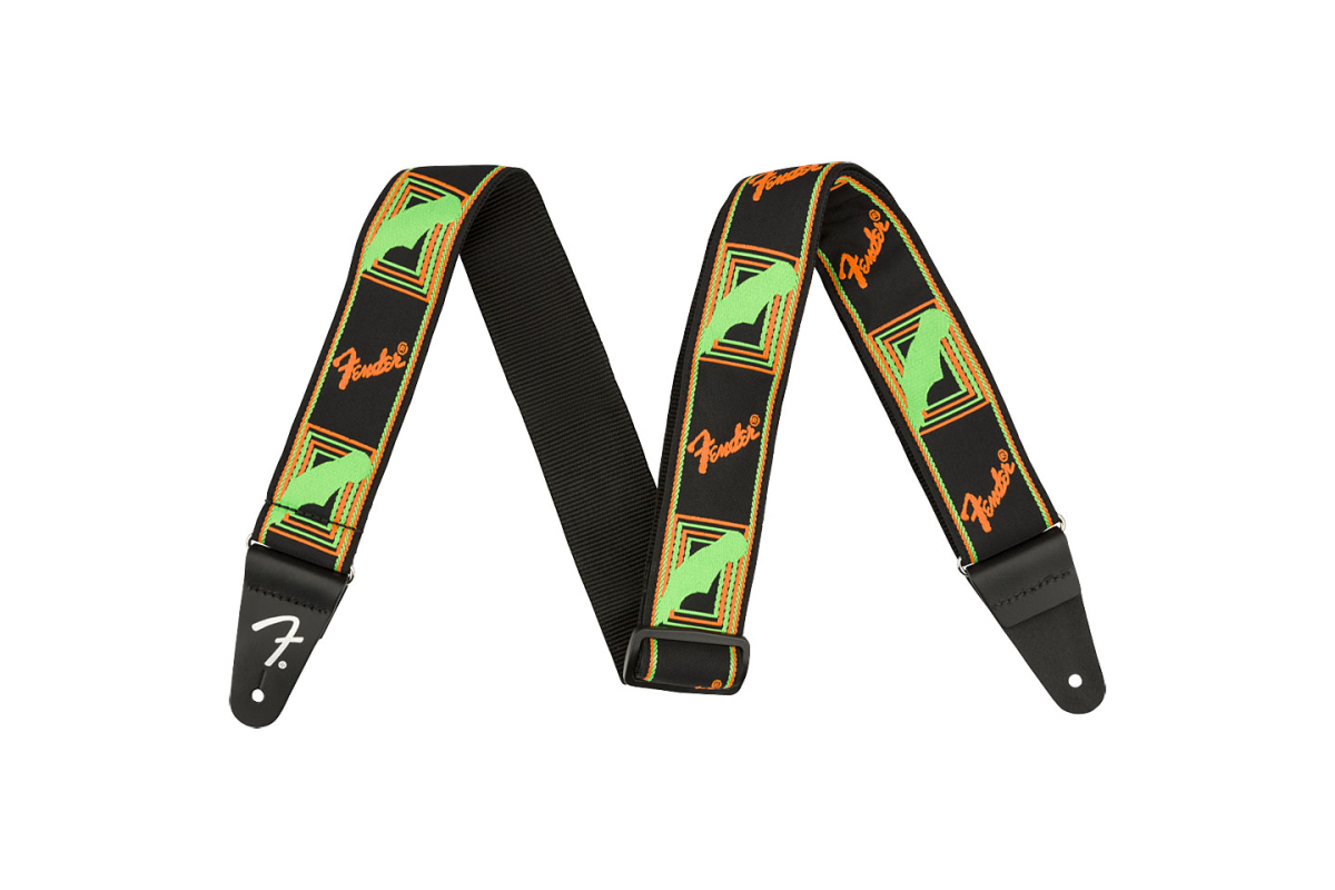 Ремень гитарный FENDER STRAP 2" NEON MONOGRAMMED GREEN ORANGE