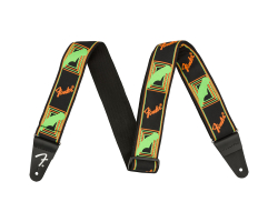 FENDER STRAP 2" NEON MONOGRAMMED GREEN ORANGE Guitar Strap