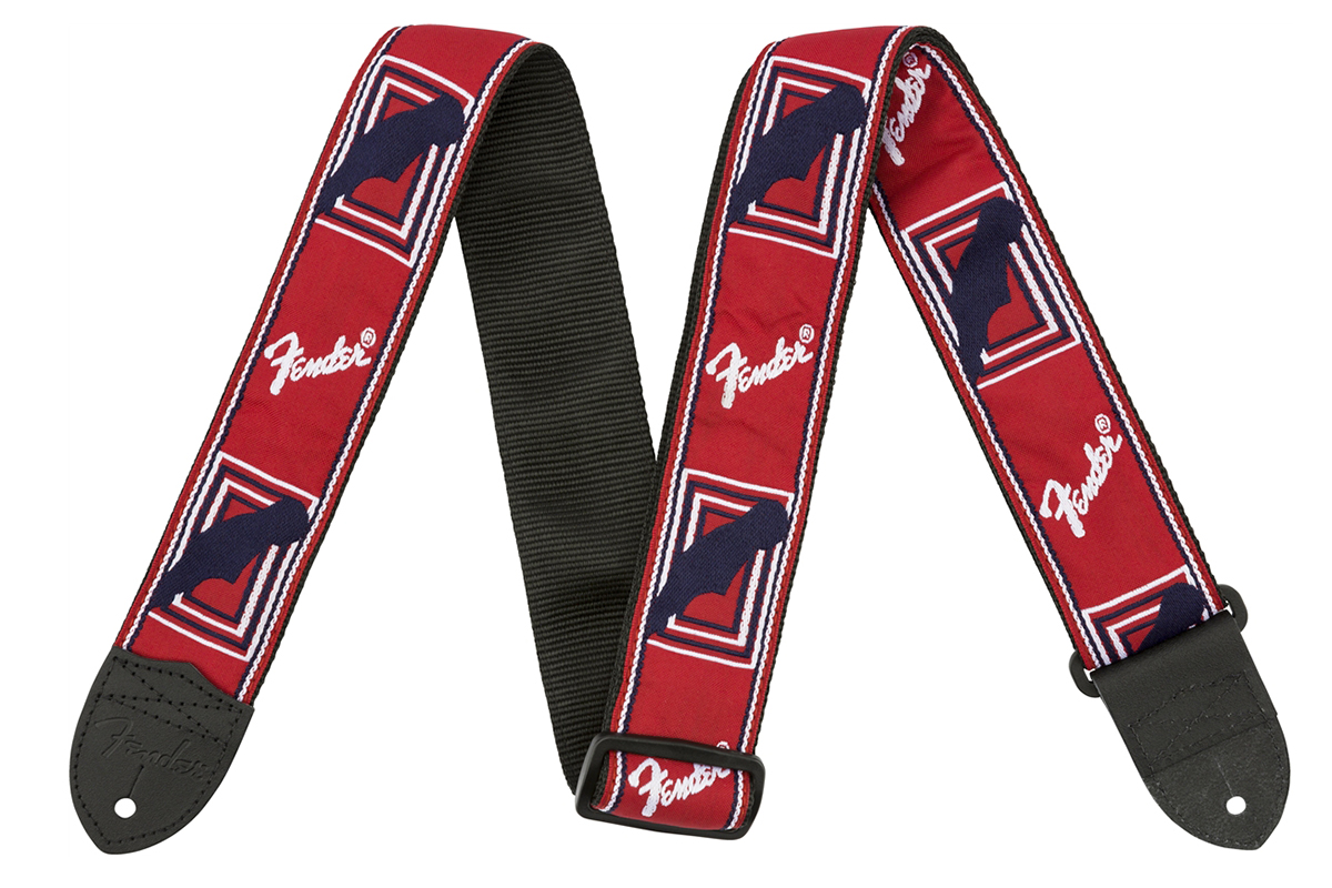 Pasek gitarowy FENDER STRAP 2" MONOGRAMMED RED WHITE BLUE
