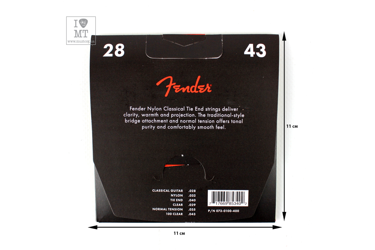 Струны для классических гитар FENDER 100 NYLON CLASSICAL STRINGS TIE END 28-43