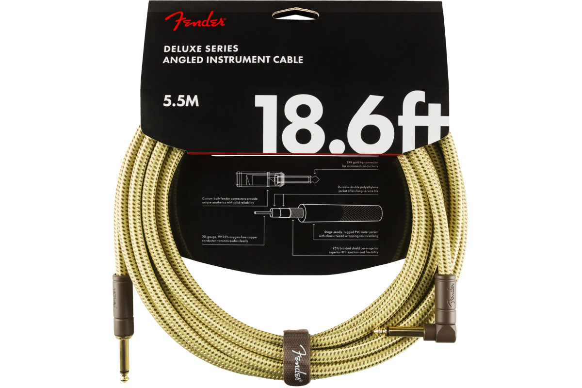 Kabel instrumentalny FENDER CABLE DELUXE SERIES 18.6' ANGLED TWEED