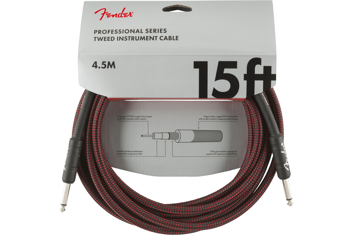 Кабель інструментальний FENDER CABLE PROFESSIONAL SERIES 15' RED TWEED