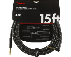 FENDER CABLE DELUXE SERIES 15' ANGLED BLACK TWEED