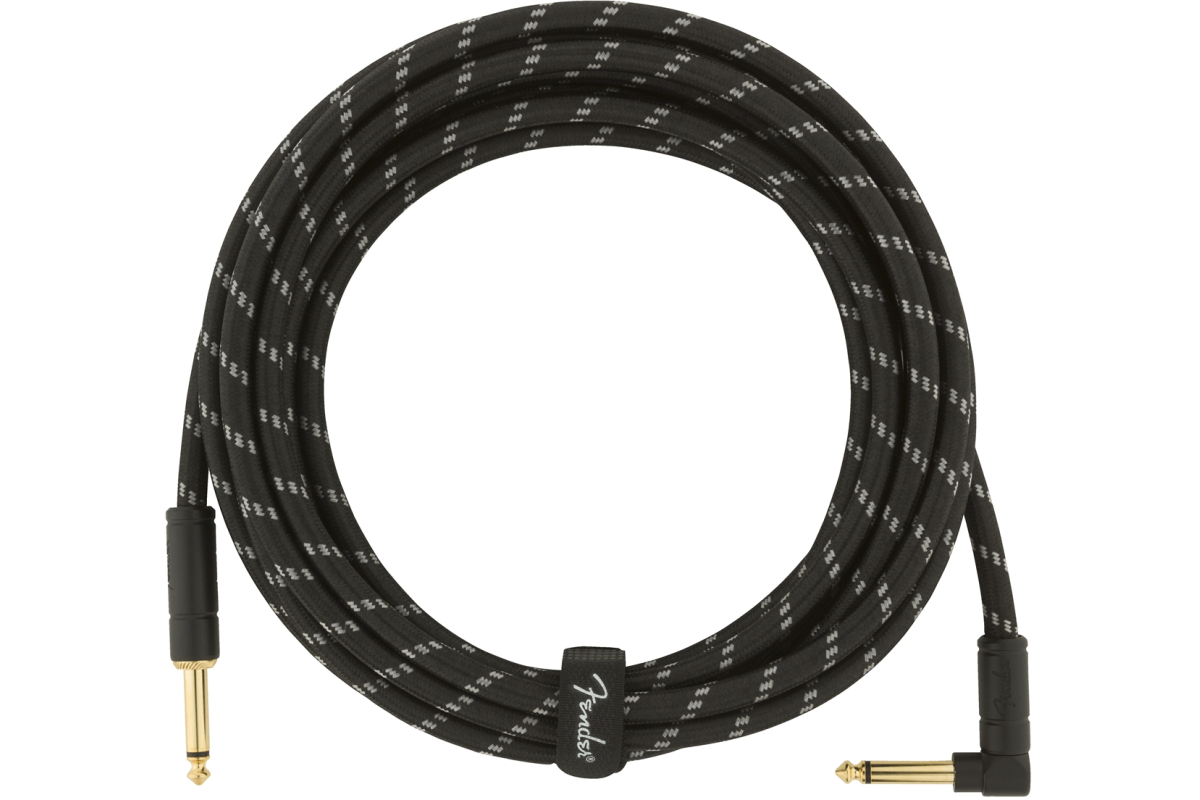 Kabel instrumentalny FENDER CABLE DELUXE SERIES 15' ANGLED BLACK TWEED