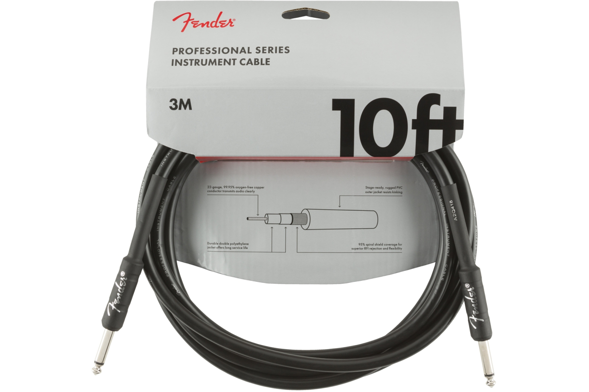 Кабель инструментальный FENDER CABLE PROFESSIONAL SERIES 10' BLACK