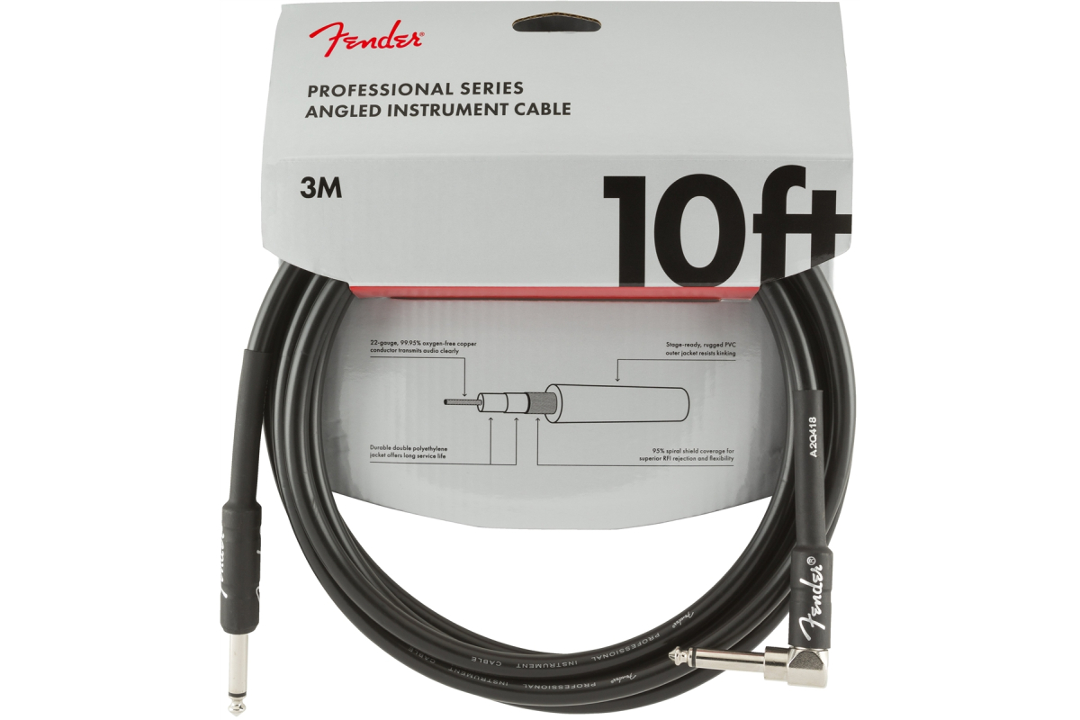 Kabel instrumentalny FENDER CABLE PROFESSIONAL SERIES 10' ANGLED BLACK