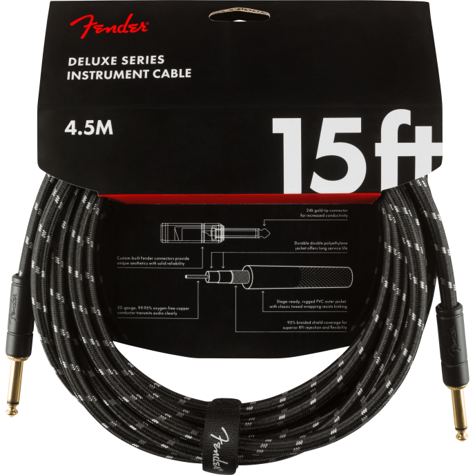 Fender Cable Deluxe Series 15' Black Tweed CABLE DELUXE SERIES 15' TWEED image 2