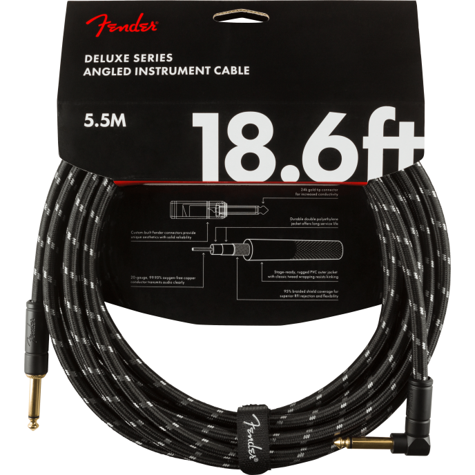 Fender Cable Deluxe Series 18.6' Angled Black Tweed CABLE DELUXE SERIES 18.6' TWEED image 3