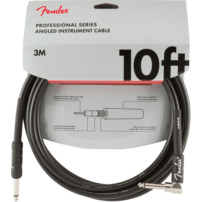 Fender Cable Professional Series 10' Angled Black CABLE PROFESSIONAL SERIES 10' ANGLED BLACK obrázek 3