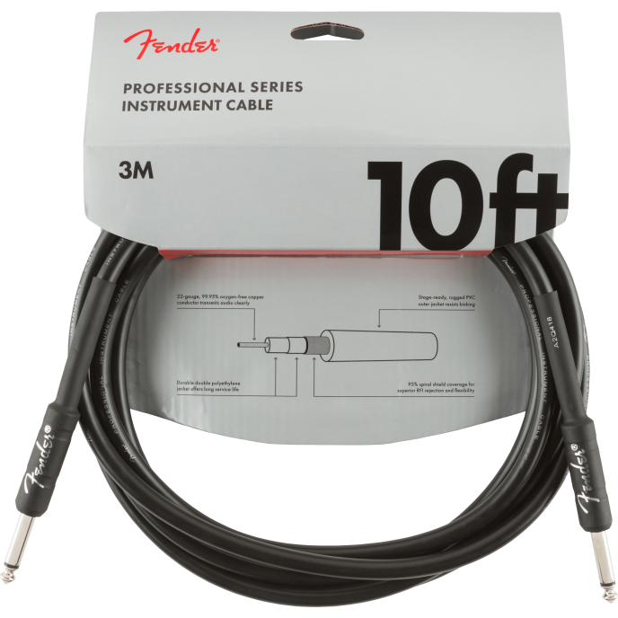 Fender Cable Professional Series 10' Black CABLE PROFESSIONAL SERIES 10' BLACK obrázek 2