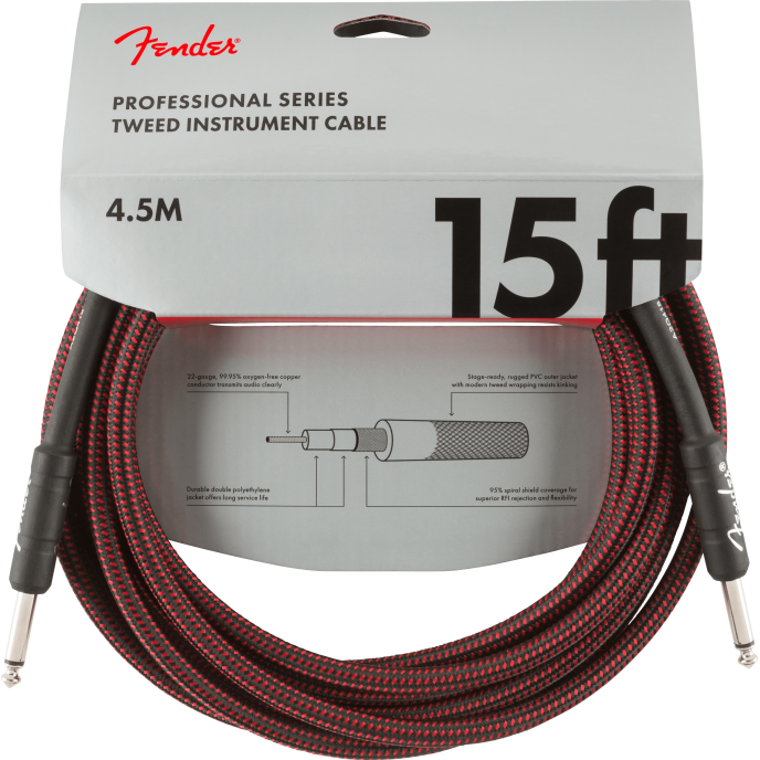 Fender Cable Professional Series 15' Red Tweed CABLE PROFESSIONAL SERIES 15' RED TWEED obrázek 2