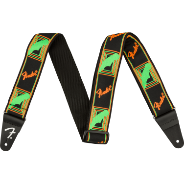 Fender Strap 2" Neon Monogrammed Green Orange STRAP 2 image 1084