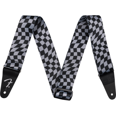 Fender Strap 2" Wavy Checkerboard Polyester Strap Gray STRAP 2 image 8649