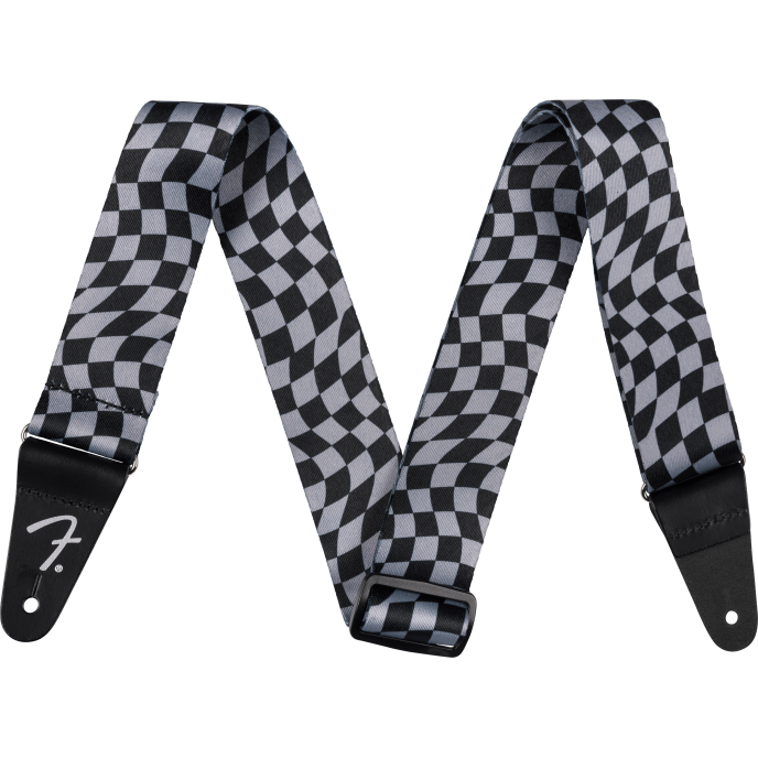 Fender Strap 2" Wavy Checkerboard Polyester Strap Gray STRAP 2 image